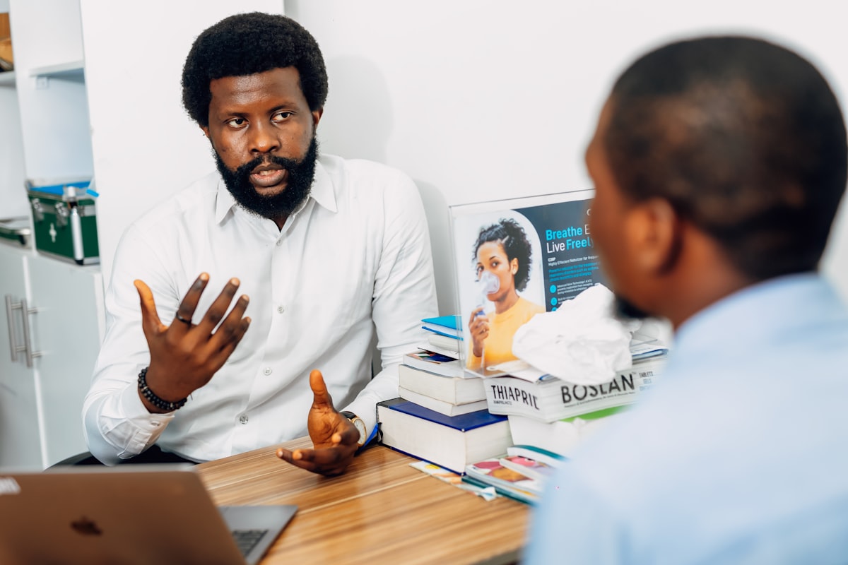 Consultant in conversation with a client